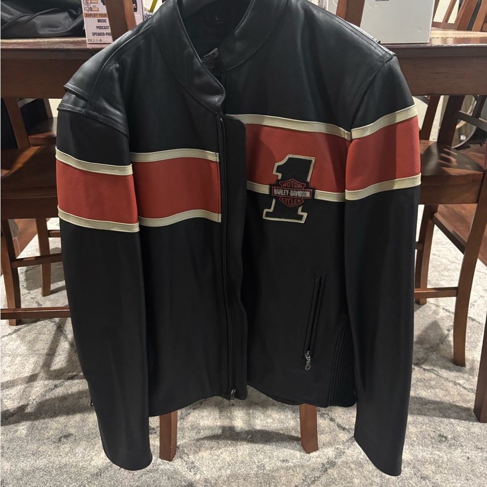 Harley-Davidson Men's “Victory Lane” Black and Orange Jacket